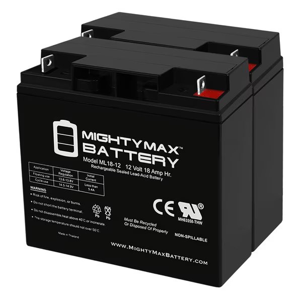12V 18AH Battery Replacement for Chloride Oneac ONXBCU-417 - 2 Pack, Mighty Max Battery, Mfr#: ML18-12MP29697489